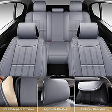 Load image into Gallery viewer, AOOG Leather Car Seat Covers, Leatherette Automotive Vehicle Cover for Cars SUV Pick-up Truck, Universal Non-Slip Vehicle Cover Waterproof Interior Accessories, Full Set, Gray
