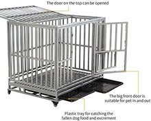Load image into Gallery viewer, LUCKUP 42&quot; Heavy Duty Dog Cage Strong Metal Kennel and Crate for Medium and Large Dogs Pet Playpen with Four Lockable Casters Indoor/Outdoor Silver
