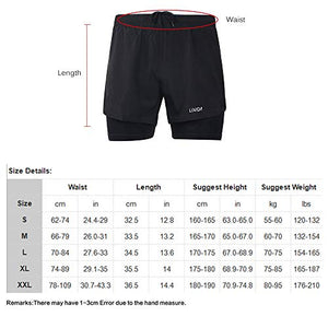 Lixada Men's 2-in-1 Running Shorts Quick Drying Breathable Active Training Exercise Jogging Cycling Shorts Blue