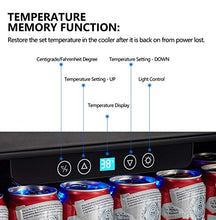 Load image into Gallery viewer, Kalamera 15 &amp; 24 inch 96 or 154 Cans Capacity Beverage Cooler - Built in Counter or Freestanding - for Soda, Water, Beer or Wine - For Kitchen or Bar with Blue Interior Light
