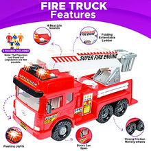 Load image into Gallery viewer, Toy Fire Truck with Lights and Sounds - 4 Sirens - Big Folding Ladder - Powerful Friction Wheels - Large Red Play Fire Engine Firetruck for Kids Toddlers Boys &amp; Girls - Bonus: 5 Toy Figures
