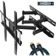 Load image into Gallery viewer, Cheetah Mounts Dual Articulating Arm TV Wall Mount Bracket for 20-65” TVs up to VESA 400 and 115lbs, Mounts on Studs up to 16” and Includes a Twisted Veins 10’ HDMI Cable &amp; 6” 3-Axis Magnetic Bubble
