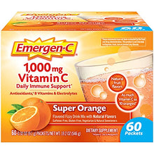 Load image into Gallery viewer, Emergen-C 1000mg Vitamin C Powder, with Antioxidants, B Vitamins and Electrolytes, Vitamin C Supplements for Immune Support, Caffeine Free Fizzy Drink Mix, Super Orange Flavor, 0.32 Ounce (Pack of 60)
