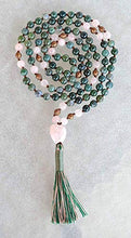 Load image into Gallery viewer, Energized Natural 108 Moss Agate Mala Beads Necklace, 8 mm Bracelet, Dark Green Moss Agate, Mala Bead, Stretch Bracelet, Heart Chakra, Hand Knotted Wrap Mala (Knotted Moss Agate &amp; Rose Quartz Mala)
