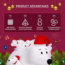 Load image into Gallery viewer, ShinyDec 6FT Polar Bear and Cubs Christmas Decoration Fun Santa Hats &amp; Internal LED Lights, New Holiday Yard Inflatable for 2021, White
