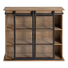 Load image into Gallery viewer, Kate and Laurel Barnhardt Decorative Wooden Wall Cabinet with Two Sliding Glass Doors, 30" x 28", Rustic Brown, Barndoor Modern Farmhouse Storage
