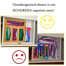 Load image into Gallery viewer, ECOGREDA Bamboo Ziplock Bag Storage Organizer for Kitchen Drawer,Openable Top Lids Food Storage Bag Holders and Dispenser Compatible with Ziploc, Glad, Gallon, Quart, Sandwich &amp; Snack Bags

