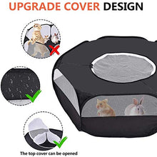 Load image into Gallery viewer, Motley Small Animal Playpen with Cover,Foldable Portable Pet Cage,Waterproof Breathable Transparent Indoor Outdoor Use Yard Fence Tent for Rabbit, Squirrel,Kitten,Puppy,Chinchilla and Hedgehog(Black)

