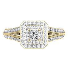 Load image into Gallery viewer, Dazzlingrock Collection 0.50 Carat (ctw) 14K Princess &amp; Round Cut Diamond Halo Engagement Ring 1/2 CT, Yellow Gold, Size 6
