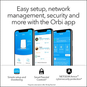 NETGEAR Orbi Whole Home Tri-band Mesh Wi-Fi 6 System (RBK853) – Router with 2 Satellite Extenders, Coverage Up to 7,500 Square Feet, 100 Devices, AX6000 (Up to 6Gbps)