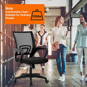 Office Chair Ergonomic Desk Chair Mesh Computer Chair with Lumbar Support Armrest Executive Rolling Swivel Adjustable Mid Back Task Chair for Women Adults, Black