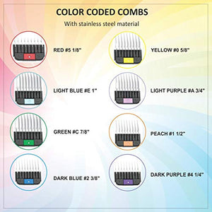 Wahl Professional Animal Stainless Steel Attachment Guide Comb Set for Detachable Blade Pet, Dog, Cat, and Horse Clippers (#3390-100)