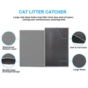 Pieviev Cat Litter Mat Double Layer Waterproof Urine Proof Trapping Mat (30''X24'', Grey)