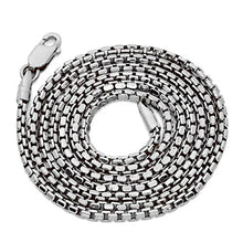 Load image into Gallery viewer, LoveBling 10K White Gold 1.5mm Open Hollow Venetian Box Chain Necklace (24")
