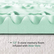 Load image into Gallery viewer, Best Price Mattress 1.5 Inch 5-Zone Memory Foam Mattress Topper, Calming Aloe Vera Infusion, CertiPUR-US Certified, Twin

