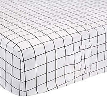 Load image into Gallery viewer, AmazonBasics Soft Microfiber Sheet Set with Elastic Pockets - Full, Black Grid
