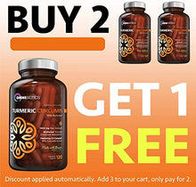 Load image into Gallery viewer, Organic Turmeric Curcumin Supplement 1500mg with BioPerine | 95% Standardized Curcuminoid Extract &amp; Organic Root Powder with Piperine Black Pepper Fruit (10mg), 120 Vegetarian Capsules
