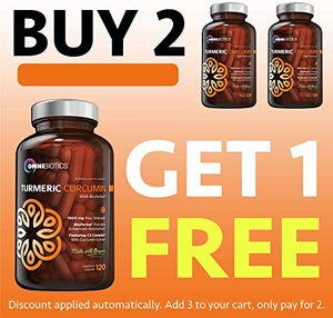 Organic Turmeric Curcumin Supplement 1500mg with BioPerine | 95% Standardized Curcuminoid Extract & Organic Root Powder with Piperine Black Pepper Fruit (10mg), 120 Vegetarian Capsules