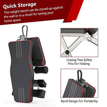 Load image into Gallery viewer, OUNUO Adjustable Weight Bench Foldable, Fitness Workout Bench Weight Lifting Sit-up Multi-use Exercise Bench Flat Incline Decline Bench Press for Home Gym Training

