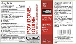 Humco 232516001 Povidone Iodine 10% Topical Solution, 16 oz.