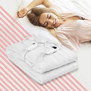 Giantex Heated Mattress Pad w/ 8 Temperature Regulation and 4 Mode Timing Function, Easy Set and Fast Heating Technology, Detachable Electric Heating Bed Toppers