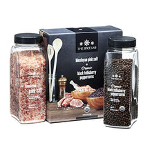 Load image into Gallery viewer, The Spice Lab Pink Himalayan Salt Coarse 2.2 Pound Tub &amp; USDA Organic Tellicherry Peppercorns 18oz Tub - Combo Salt and Pepper Gift Pack - Pink Himalayan Salt for Grinder - Peppercorns for Grinder

