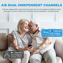 Load image into Gallery viewer, NURSAL Dual Channel EMS TENS Unit 24 Modes Muscle Stimulator for Pain Relief &amp; Muscle Strength with 14 Pads, Rechargeable TENS Machine Pulse Massager with Storage Pouch/Pads Holder/Lanyard/Cable Ties
