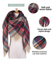 Load image into Gallery viewer, Trendy Plaid Blanket Scarf Women Big Oversized Long Scarves Warm Winter Tartan Checked Shawl Wrap Scarf Gift
