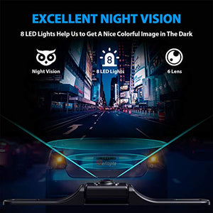 HD eRapta ERT01 Backup Camera Rear View License Plate Reverse Camera Universal for Pickup Truck Car SUV 149° Perfect Angle Night Vision 9 Level Waterproof 720 Image