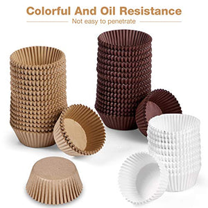 1000 Pieces Mini Cupcake Liners for Baking Liners Paper Cupcake Wrappers Bulk Cup Cake Cases Muffin Baking Paper Cups for Candy Cooking Standard Size (Brown White Nature,1.97 inch)