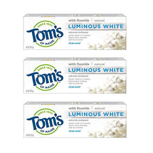 Load image into Gallery viewer, Tom's of Maine Natural Luminous White Toothpaste with Fluoride, Clean Mint, 4.7 oz. 3-Pack (Packaging May Vary)
