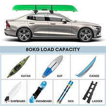 Load image into Gallery viewer, Universal Soft Car Roof Rack Pads for Kayak Surfboard SUP Canoe Snowboard Paddle Board with 15FT Tie-Down Straps, 2 Tie Down Rope, 2 Quick Loop Strap and Storage Bag, Suit Cars, SUV, Trucks
