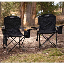 Load image into Gallery viewer, Coleman Camp Chair with 4-Can Cooler | Folding Beach Chair with Built In Drinks Cooler | Portable Quad Chair with Armrest Cooler for Tailgating, Camping &amp; Outdoors , Black, Roomy seat: 24&quot;
