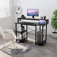 Load image into Gallery viewer, Computer Desk with Shelves - Writing Study Desk with Monitor Stand Shelf/Bookshelves/CPU Stand,Modern Study Table Stable Metal Frame Student Desk for Small Space Home Office Workstation(Black)
