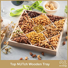 Load image into Gallery viewer, Christmas Gift Basket Holiday Nuts in Reusable Wood Tray + Green Ribbon (12 Assortments) Gourmet Food Bouquet Xmas Arrangement Platter, Birthday Care Package, Healthy Kosher Snack Box - Family Adults
