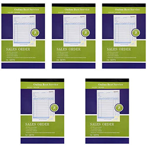 Online Best Service 5 Pack Large Sales Order Book Receipt Invoice Duplicate Carbonless 50 Sets 5.5" X 8"5