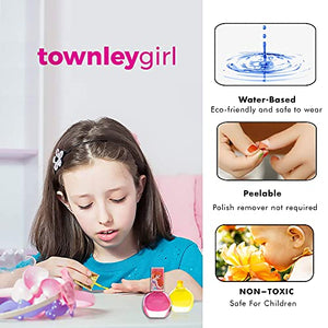 Disney Princess - Townley Girl Belle Non-Toxic Peel-Off Water-Based Natural Safe Quick Dry Nail Polish |Gift Kit Set for Kids Toddlers Girls, Glittery and Opaque Colors| Ages 3+ (18 Pcs)