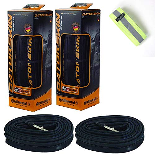 Continental GatorSkin Bike Tire Set of 2 Foldable Bicycle Tires - with Bike Tube Inner Tube Set of 2 Presta Bicycle Tubes (Tire Size 700 x 32mm, Tube Size 60mm)