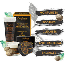 Load image into Gallery viewer, SheaMoisture African Black Soap Facial System Kit |4oz. Facial Wash &amp; Scrub |4 oz. Problem Skin Facial Mask | 2oz. Moisturizer | 3.5oz Bar Soap
