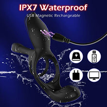 Load image into Gallery viewer, Vibrator for Couple, 3 in 1 Vibrating Cock Ring with 10 Modes, Men's Penis Rings Vibrators, Perineum Mens Vibrator, G spot, Clitorals Stimulator for Women, Sex Novelties, Adult Sex Toys &amp; Games
