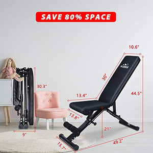 FLYBIRD Weight Bench, Adjustable Strength Training Bench for Full Body Workout with Fast Folding- 2020 Version