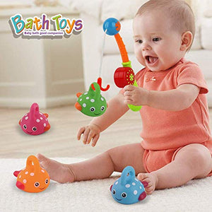 Dwi Dowellin Bath Toys Mold Free Fishing Games Swimming Whales BPA Free Water Table Pool Bath Time Bathtub Tub Toy for Toddlers Baby Kids Infant Girls Boys Age 1 2 3 4 5 6 Years Old Bathroom Fish Set