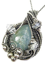 Load image into Gallery viewer, Wire-Wrapped Celestite Pendant in Sterling Silver with Herkimer Diamonds
