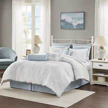 Load image into Gallery viewer, Harbor House 100% Cotton Comforter Set-Coastal Oceanic Sealife Design All Season Down Alternative Bedding with Matching Shams, Bedskirt, King(108"x96"), Beach, Quilted Seashell White, 4 Piece
