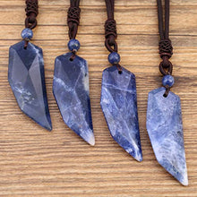 Load image into Gallery viewer, COAI Wolf Tooth Amulet Sodalite Pendant Necklace Adjustable Cord

