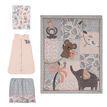 Load image into Gallery viewer, Lambs &amp; Ivy Calypso 4-Piece Crib Bedding Set - Pink, Gray, Gold, Animals, Jungle
