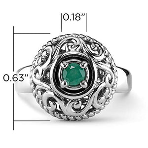 Carolyn Pollack Sterling Silver Green Emerald Gemstone May Birthstone Ring Size 7