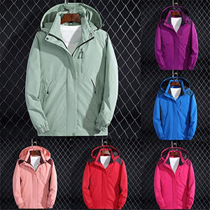 Thenxin Women Outdoor Hooded Jacket Windbreaker Waterproof Climbing Raincoats Rain Jacket Sportswear(Blue-Women,S)