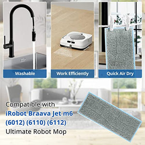 LINNIW M6 Wet Mopping Pads Washable Compatible with Braava Jet m Series, Reusable Wet Pads for iRobot Braava Jet M6 (6110, 6012, 6112) Pack of 6