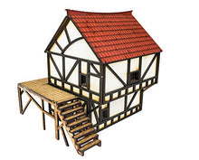 Load image into Gallery viewer, War World Gaming Medieval Town Cottage, Townhouse &amp; Barn Set (Painted / unpainted) &amp; Resin Accessories – 28mm/Heroic Fantasy Wargaming Terrain
